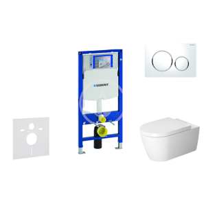 GEBERIT Duofix Modul pro závěsné WC s tlačítkem Sigma20, bílá/lesklý chrom + Duravit ME by Starck WC a sedátko, Rimless, SoftClose 111.300.00.5 NM4