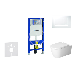 GEBERIT Duofix Modul pro závěsné WC s tlačítkem Sigma30, bílá/lesklý chrom + Duravit ME by Starck WC a sedátko, Rimless, SoftClose 111.300.00.5 NM5
