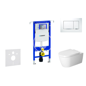 GEBERIT Duofix Modul pro závěsné WC s tlačítkem Sigma30, bílá/lesklý chrom + Duravit ME by Starck WC a sedátko, Rimless, SoftClose 111.355.00.5 NM5