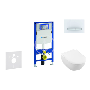 GEBERIT Duofix Modul pro závěsné WC s tlačítkem Sigma50, alpská bílá + Villeroy Boch WC a sedátko, DirectFlush, SoftClose, CeramicPlus 111.300.00.5 NI8