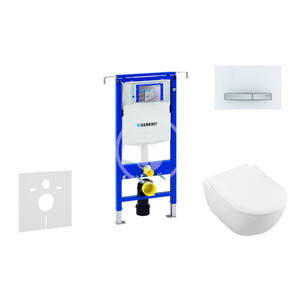 GEBERIT Duofix Modul pro závěsné WC s tlačítkem Sigma50, alpská bílá + Villeroy Boch WC a sedátko, DirectFlush, SoftClose, CeramicPlus 111.355.00.5 NI8