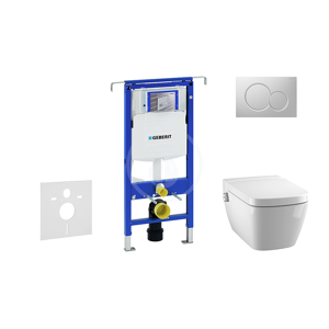 GEBERIT Duofix Modul pro závěsné WC s tlačítkem Sigma01, matný chrom + Tece One sprchovací toaleta a sedátko, Rimless, SoftClose 111.355.00.5 NT3