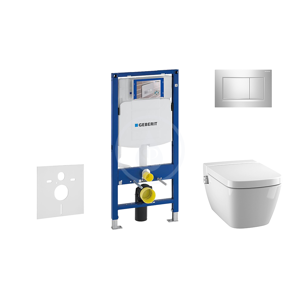 GEBERIT Duofix Modul pro závěsné WC s tlačítkem Sigma30, lesklý chrom/chrom mat + Tece One sprchovací toaleta a sedátko, Rimless, SoftClose 111.300.00.5 NT6