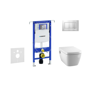 GEBERIT Duofix Modul pro závěsné WC s tlačítkem Sigma30, matný chrom/chrom + Tece One sprchovací toaleta a sedátko, Rimless, SoftClose 111.355.00.5 NT7