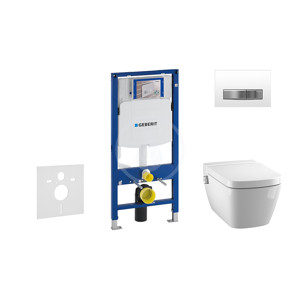 GEBERIT Duofix Modul pro závěsné WC s tlačítkem Sigma50, alpská bílá + Tece One sprchovací toaleta a sedátko, Rimless, SoftClose 111.300.00.5 NT8
