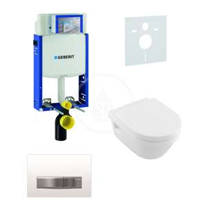 GEBERIT Kombifix Modul pro závěsné WC s tlačítkem Sigma50, alpská bílá + Villeroy Boch WC a sedátko, DirectFlush, SoftClose, CeramicPlus 110.302.00.5 NB8