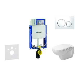 GEBERIT Kombifix Modul pro závěsné WC s tlačítkem Sigma20, bílá/lesklý chrom + Duravit D-Code WC a sedátko, Rimless, SoftClose 110.302.00.5 NH4