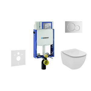 GEBERIT Kombifix Modul pro závěsné WC s tlačítkem Sigma01, lesklý chrom + Ideal Standard Tesi WC a sedátko, Aquablade, SoftClose 110.302.00.5 NU2