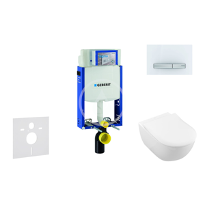 GEBERIT Kombifix Modul pro závěsné WC s tlačítkem Sigma50, alpská bílá + Villeroy Boch WC a sedátko, DirectFlush, SoftClose, CeramicPlus 110.302.00.5 NI8