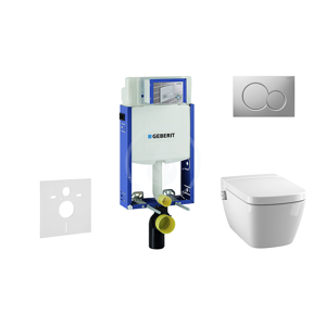 GEBERIT Kombifix Modul pro závěsné WC s tlačítkem Sigma01, matný chrom + Tece One sprchovací toaleta a sedátko, Rimless, SoftClose 110.302.00.5 NT3