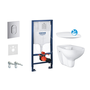 GROHE Solido Sada pro závěsné WC + klozet a sedátko softclose Bau Ceramic, tlačítko Arena Cosmopolitan, chrom 39418000