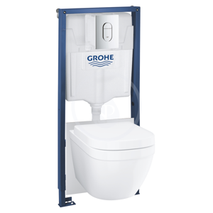 GROHE Solido Sada pro závěsné WC + klozet a sedátko softclose Euro Ceramic, rimless, tlačítko Arena Cosmopolitan, chrom 39536000