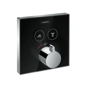 HANSGROHE Shower Select Glass Termostatická baterie pod omítku pro 2 spotřebiče, černá/chrom 15738600