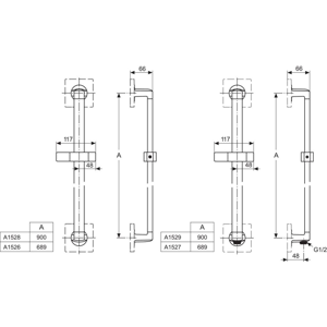 IDEAL STANDARD Archimodule Prodlužovací set pro sprchovou tyč (horní upevnění), chrom A860823AA