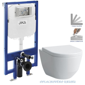 JIKA předstěnový instalační 8 cm systém bez tlačítka + WC LAUFEN PRO RIMLESS + SEDÁTKO H894652 X LP1