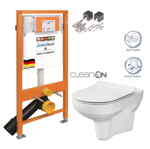 JOMOTech modul pro závěsné WC bez sedátka + WC CERSANIT CITY NEW CLEANON + WC SEDÁTKO SLIM 174-91100700-00 CI2