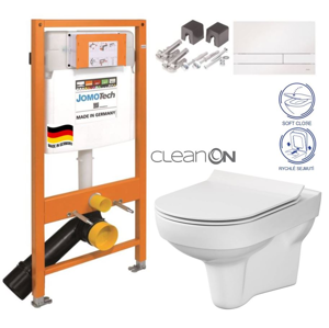 JOMOTech modul pro závěsné WC s bílou deskou + WC CERSANIT CITY NEW CLEANON + WC SEDÁTKO SLIM 174-91100900-00 CI2