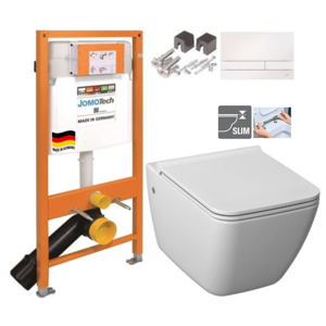 JOMOTech modul pro závěsné WC s bílou deskou + WC JIKA PURE + SEDÁTKO DURAPLAST 174-91100900-00 PU1