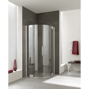 Kermi Čtvrtkruh Pasa XP P55 10118 970-1000/1850 stříbrná matná ESG čiré Clean Čtvrtkruhový sprch. kout kyvné dveře s pevnými poli PXP55101181PK