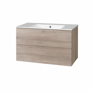 MEREO Aira, koupelnová skříňka s keramickým umyvadlem 101 cm, dub CN722