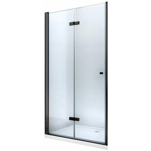 MEXEN LIMA skládací dveře 90x190 cm 6mm, černé, transparent se stěnovým profilem 856-090-000-70-00