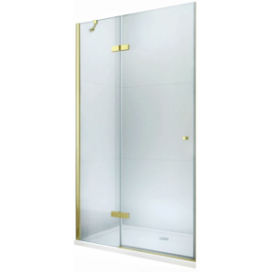 MEXEN Roma sprchové dveře křídlové 100 cm, transparent, zlatý se stěnovým profilem 854-100-000-50-00