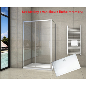 H K Obdélníkový sprchový kout SYMPHONY 100x80 cm s posuvnými dveřmi včetně sprchové vaničky z litého mramoru