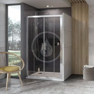 RAVAK 10° Sprchové dveře čtyřdílné 10DP4-150, 1500 mm, bílá/sklo 0ZKP0100Z1