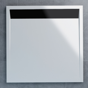 SanSwiss ILA sprchová vanička,čtverec 100x100x3,5 cm, bílá-kryt černý matný, 1000//35 WIQ1000604