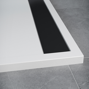 SanSwiss ILA sprchová vanička,čtverec 80x80x3 cm, bílá-kryt černý matný, 800//30 WIQ0800604