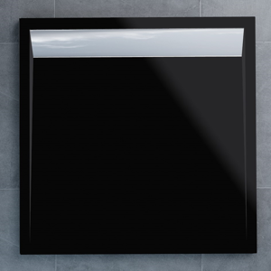 SanSwiss ILA sprchová vanička,čtverec 90x90x3 cm, černý granit-kryt aluchrom, 900//30 WIQ09050154