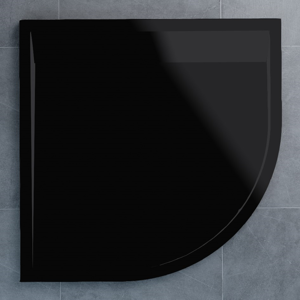 SanSwiss ILA sprchová vanička,čtvrtkruh R550 90x90x3 cm, černý granit-kryt černý matný, 900//30 WIR5509006154