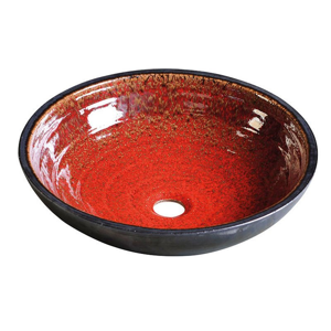 SAPHO ATTILA keramické umyvadlo, průměr 46,5 cm, tomatová červeň/petrolejová DK017
