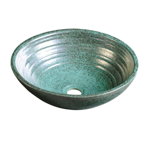 SAPHO ATTILA keramické umyvadlo, průměr 46,5 cm, zelená měď DK016