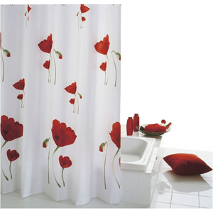 SAPHO MOHN sprchový závěs 180x200cm, polyester, červenobílá 47800