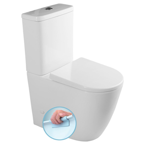 SAPHO TURKU WC kombi zvýšené Rimless + sedátko Soft Close, spodní/zadní odpad, bílá PC104
