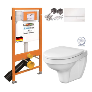 JOMOTech modul pro závěsné WC s bílou deskou + WC CERSANIT DELFI + SOFT SEDÁTKO 174-91100900-00 DE2