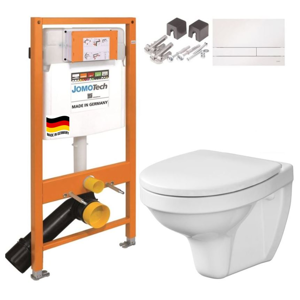 JOMOTech modul pro závěsné WC s bílou deskou + WC CERSANIT DELFI + SEDÁTKO 174-91100900-00 DE1
