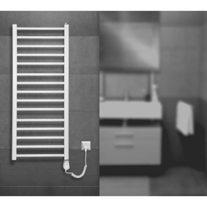 Set koupelnového radiátoru AMBRA R + topná tyč + sušák 500 × 682 mm, výkon 288 W, Bílé RADAMB507035