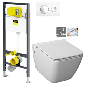 VIEGA Presvista modul DRY pro WC včetně tlačítka Style 20 bílé + WC JIKA PURE + SEDÁTKO DURAPLAST V771973 STYLE20BI PU1