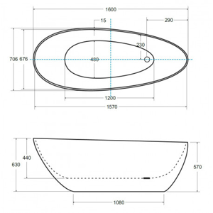 HOPA Volně stojící vana GOYA (SALERMO) Barevnice Černá , Rozměr vany 160 × 70 cm VANSAL16B